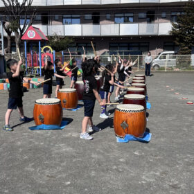保育園での和太鼓交流